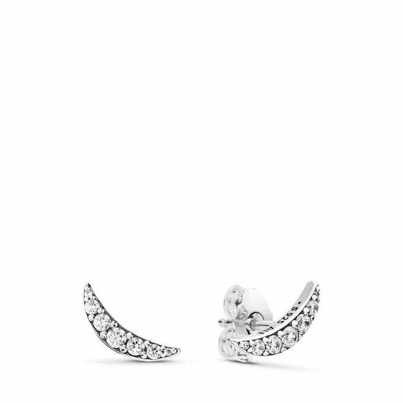 Pandora Lunar Light Stud Earrings - Sterling Silver/Cubic Zirconia - Canada | DL6011EP